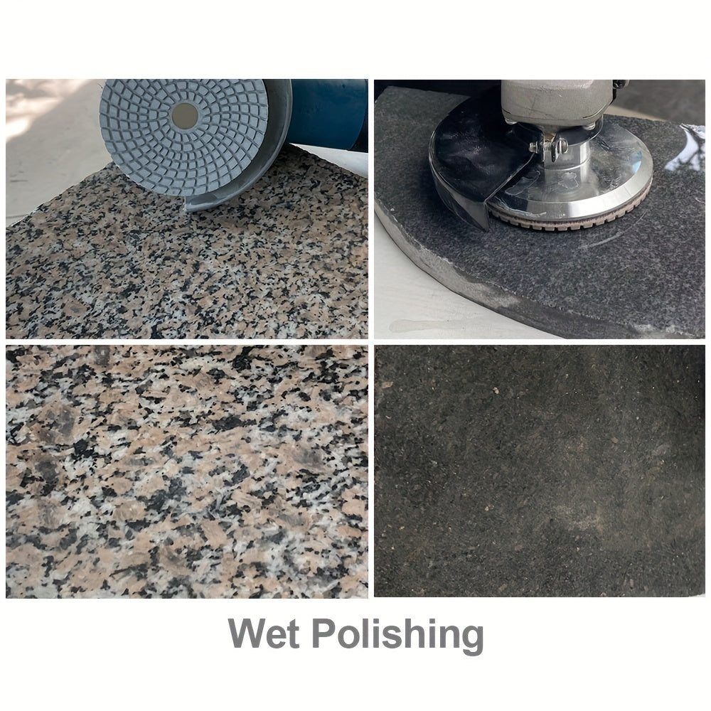 7Pcs 4" Diamond Wet Flexible Polishing Pads 100mm White Resin Bond Sanding Disc for Granite Stone Marble