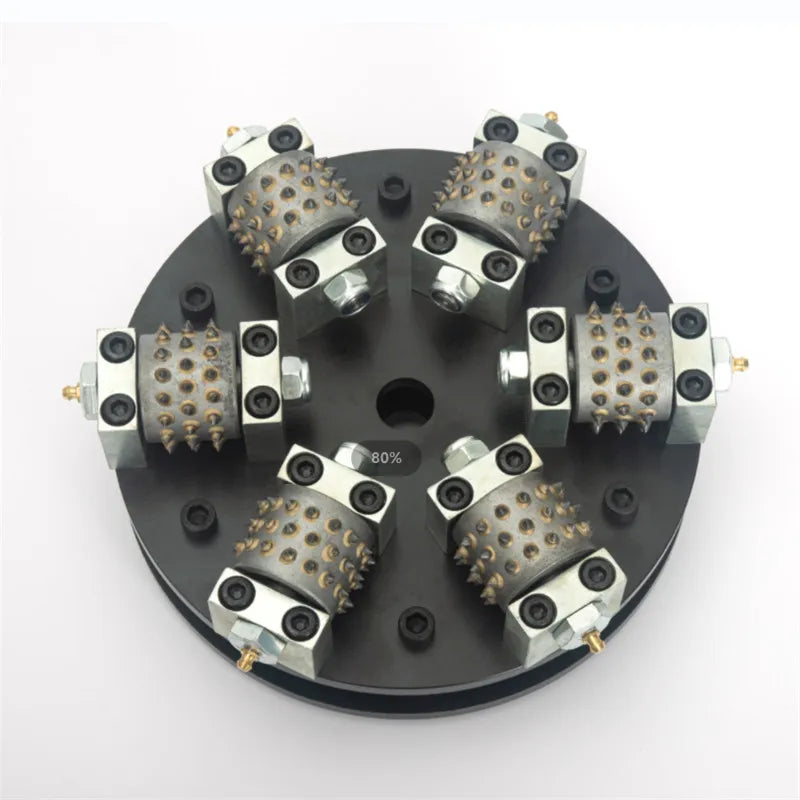 Bush Hammer 12 Inch 300MM Single Layer Metal 6 Rollers Rotary Plate Diamond Abrasive Tool For Grinding Concrete And Stone