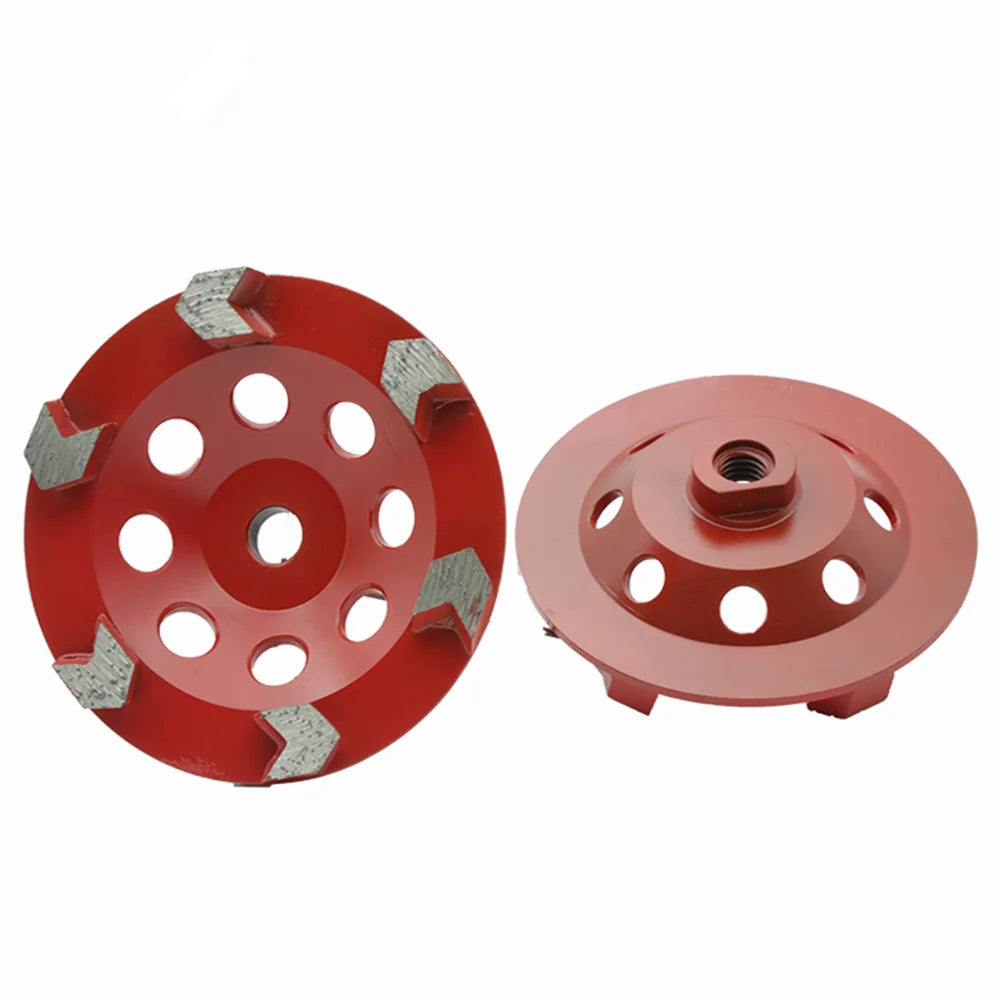 5 Inch Diamond Grinding Cup Wheel with M14 Thread and 22.23mm Bore for Concrete Floor - 9PCS, Featuring Six Arrow Segments