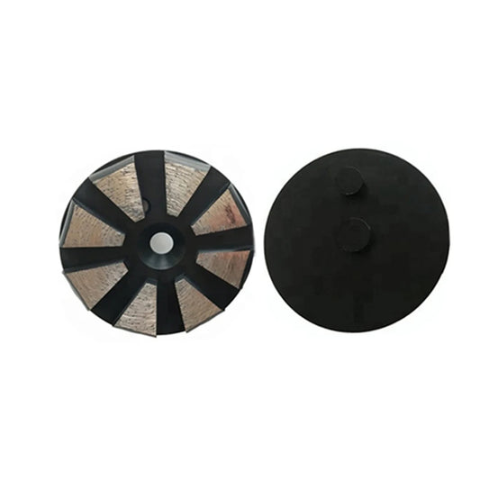 Two Pins Diamond Pads 3 Inch STI Metal Grinding Disc with Trapezoid Segments for Concrete Terrazzo Floor 9PCS