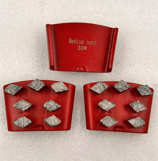 Long-lasting HTC  EZ Change Diamond Grinding Shoes for Concrete Floors with Seven Rhombus Segments - 12PCS