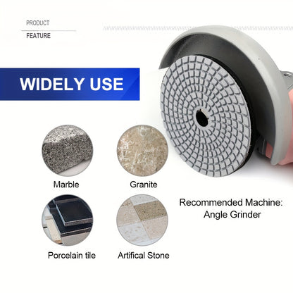 7Pcs 4" Diamond Wet Flexible Polishing Pads 100mm White Resin Bond Sanding Disc for Granite Stone Marble