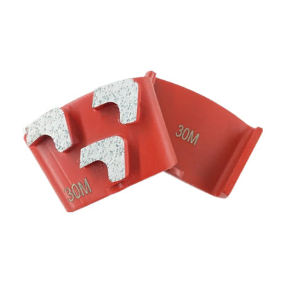 HTC EZ Change Diamond Grinding Shoes Red Medium Bond Fast Lock Grinding Block with Three Sharp Arrow Segments for Rough Concrete - 9PCS