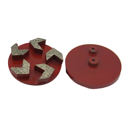 Diamond Grinding Disc with Five Sharp Arrow Segments, Soft Medium Hard Bond 4 Inch Two Pins Redi Lock  Concrete Plates 9PCS