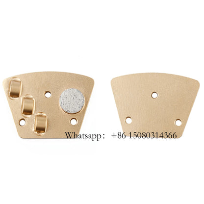 Three M6 Screw Holes Blastrac PCD Concrete Grinding Shoe ASL Trapezoid Metal Diamond Plate For Epoxy Paint Floor 12PCS