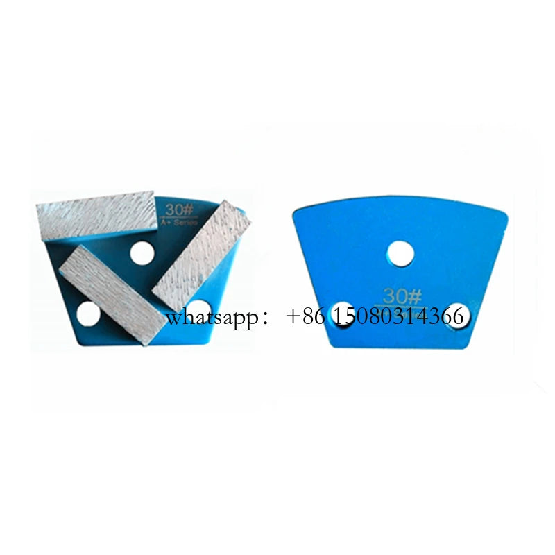 12PC Blastrac Diamond Grinding Plates with Three Rectangle Segments and Thread Holes for ASL Concrete Floor Pad