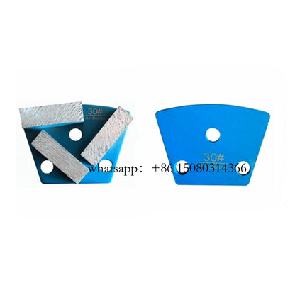 12PC Blastrac Diamond Grinding Plates with Three Rectangle Segments and Thread Holes for ASL Concrete Floor Pad