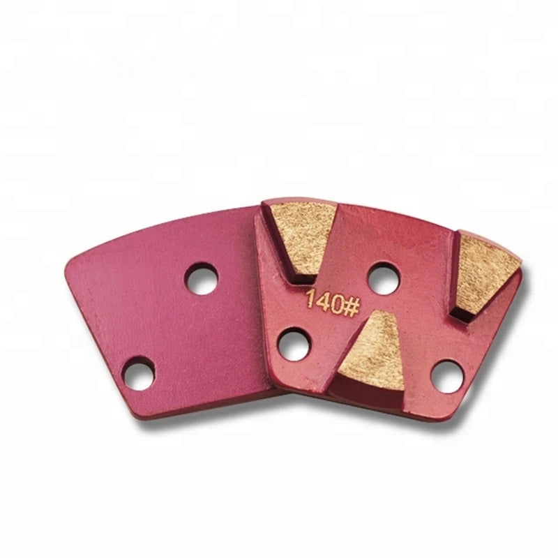 Metal Bond Diamond Grinding Shoes with Three Trapezoid Segments and M6 Thread Holes for Blastrac and ASL Concrete Grinders  12PC