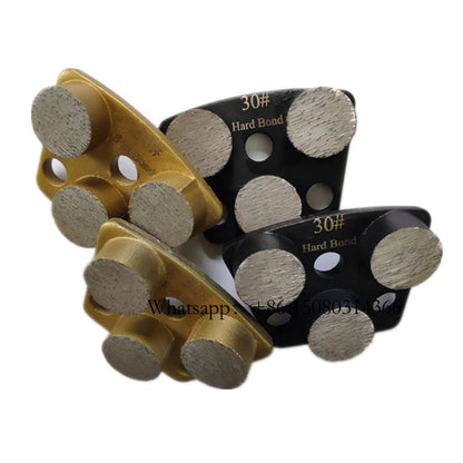 Soft Bond Yellow Trapezoid Grinding Shoes Hard Black Blastrac Floor Pads With Three Bare Holes 9PCS