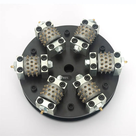 Bush Hammer 12 Inch 300MM Single Layer Metal 6 Rollers Rotary   Plate Diamond Abrasive Tool For Grinding Concrete And Stone