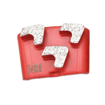 HTC EZ Change Diamond Grinding Shoes Red Medium Bond Fast Lock Grinding Block with Three Sharp Arrow Segments for Rough Concrete - 9PCS