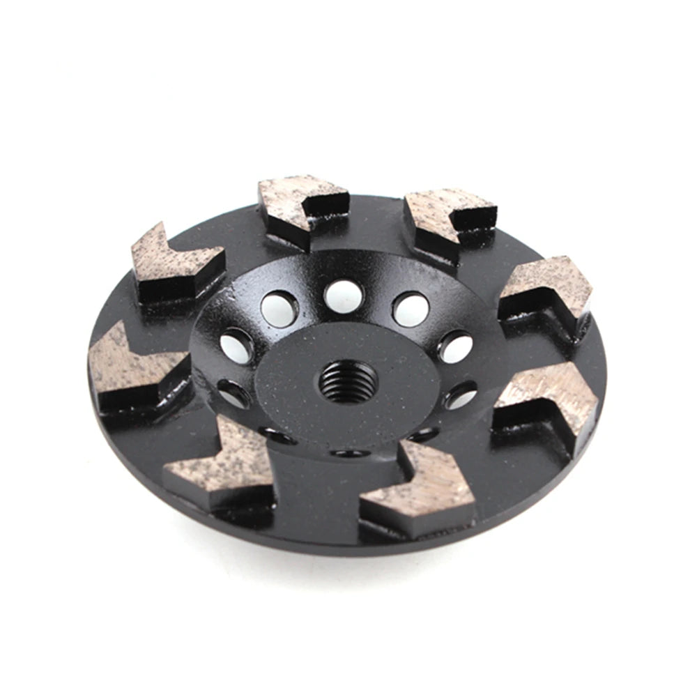 6 Inch Diamond Stone Grinding Pad for Concrete Floors with Eight Arrow Segments and M14 Screw Hole for Angle Grinder Set of 9PCS