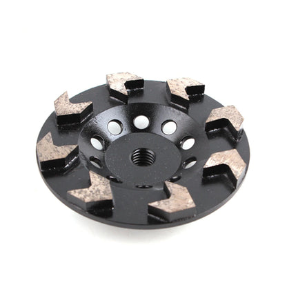 6 Inch Diamond Stone Grinding Pad for Concrete Floors with Eight Arrow Segments and M14 Screw Hole for Angle Grinder Set of 9PCS
