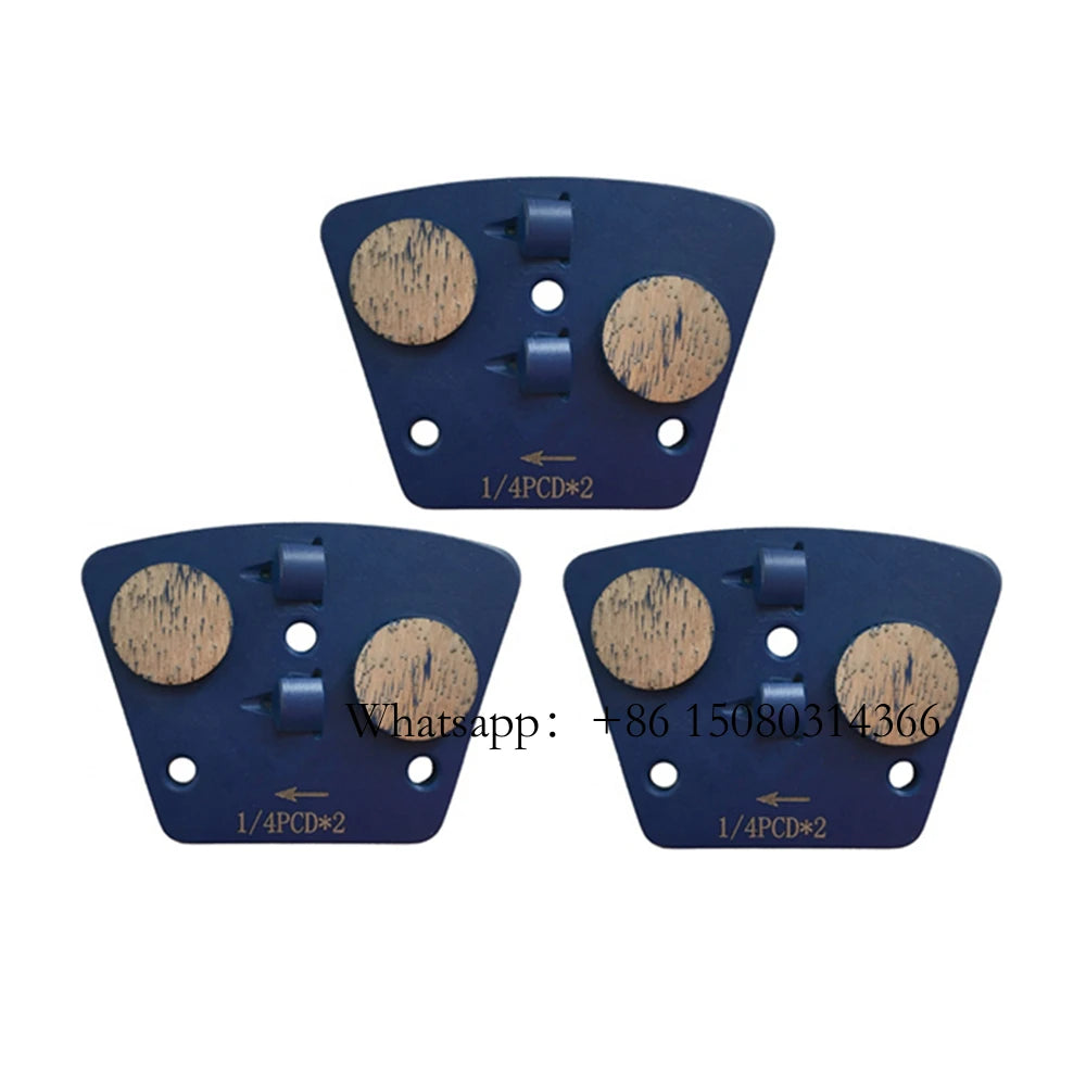 Blastrac Trapezoid PCD Grinding Shoes Double Quarter Diamond Pads With Two Round Segments Epoxy Removal 12PCS