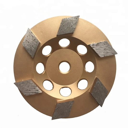 Metal Bond Diamond Grinding Plate 5 Inch Round Segments with Rhombus Abrasive Bars for Concrete Rough Floor Polishing 9PCS