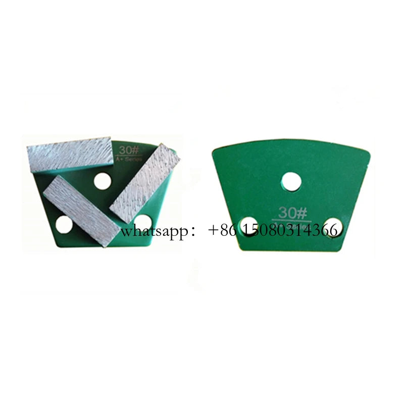 12PC Blastrac Diamond Grinding Plates with Three Rectangle Segments and Thread Holes for ASL Concrete Floor Pad