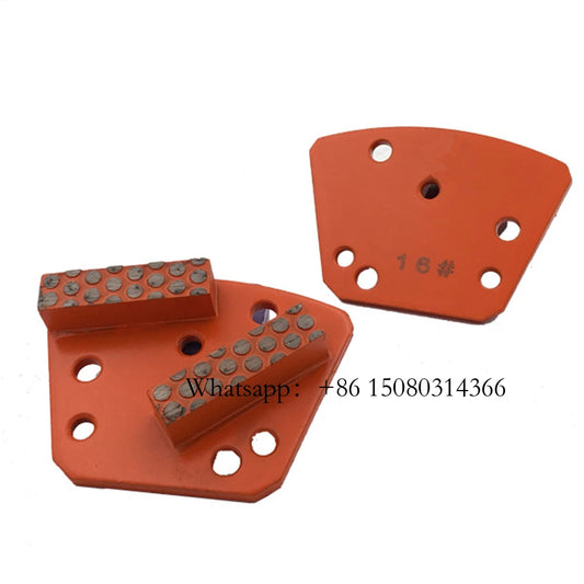 ASL Metal Grinding Plate Six Holes Blank M6 Thread Trapezoid Blastrac Floor Pads With Aggressive Segments 12PCS
