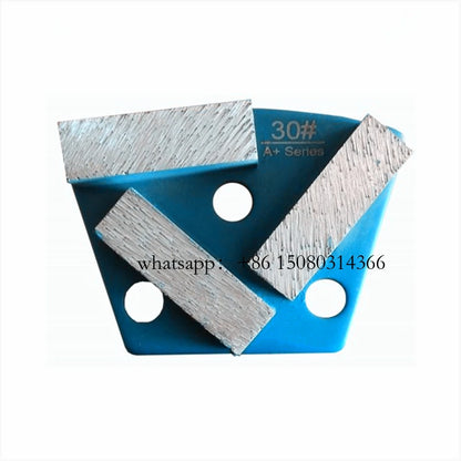 12PC Blastrac Diamond Grinding Plates with Three Rectangle Segments and Thread Holes for ASL Concrete Floor Pad