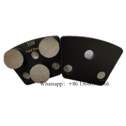 Soft Bond Yellow Trapezoid Grinding Shoes Hard Black Blastrac Floor Pads With Three Bare Holes 9PCS