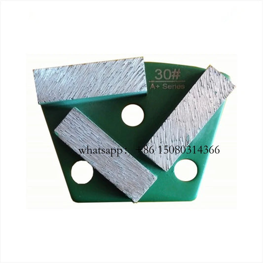 12PC Blastrac Diamond Grinding Plates with Three Rectangle Segments and Thread Holes for ASL Concrete Floor Pad