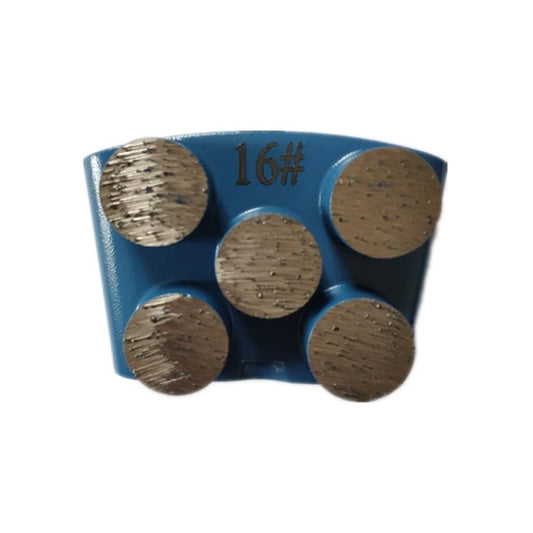 HTC EZ Change Diamond Grinding Shoes  Diamond Metal Polishing Pads with 5 Round Segments for Concrete Floor Grinders - Grit 16 Grind Wheel Scraper 9PCS