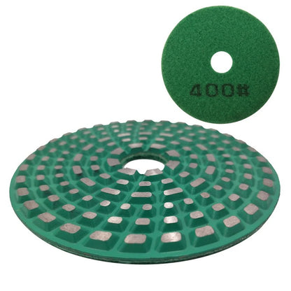4 Inch Diamond Grinding Disc with 9PC Set of Sintered Metal Bonded Polishing Pads for Four Step Concrete, Granite