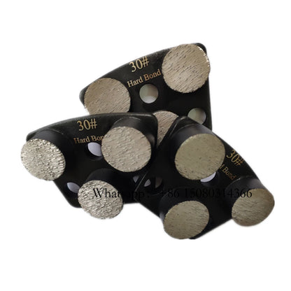 Soft Bond Yellow Trapezoid Grinding Shoes Hard Black Blastrac Floor Pads With Three Bare Holes 9PCS