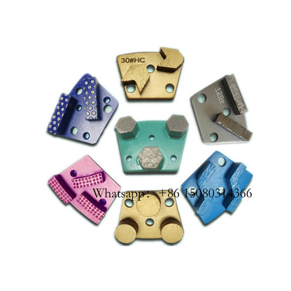 ASL Klindex Diamond Trapezoid Grinding Shoes M6 Thread Holes Blastrac Floor Pads With Three Hexagon Segments 12PCS