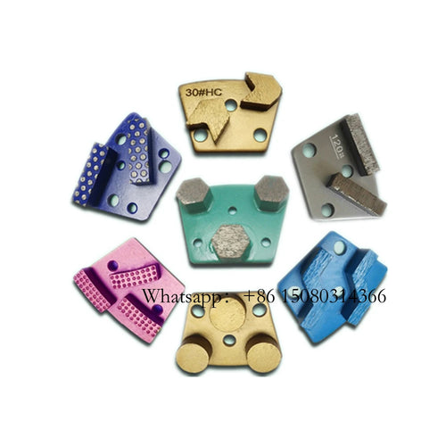 ASL Klindex Diamond Trapezoid Grinding Shoes M6 Thread Holes Blastrac Floor Pads With Three Hexagon Segments 12PCS
