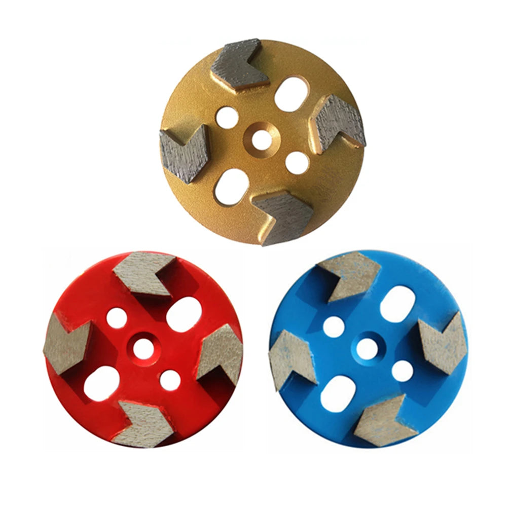 Universal 4" Diamond Floor Grinding Pads - High Sharpness with 5 Holes and 4 Arrow-Shaped Segments - Set of 12PCS