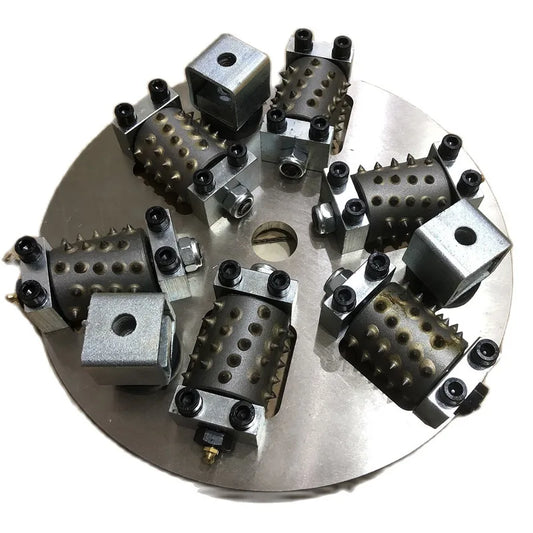 Bush Hammer 12 Inch 300MM Single Layer Metal 6 Rollers Rotary Plate Diamond Abrasive Tool For Grinding Concrete And Stone
