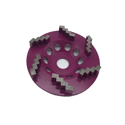 Aggressive Diamond Grinding Wheel Cup 5 Inch D125mm with Six Zigzag Segments for Concrete Sanding, M14 Thread Holes, 9PCS