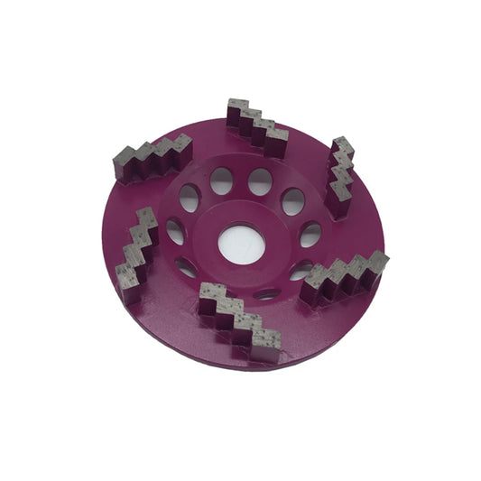 Aggressive Diamond Grinding Wheel Cup 5 Inch D125mm with Six Zigzag Segments for Concrete Sanding, M14 Thread Holes, 9PCS