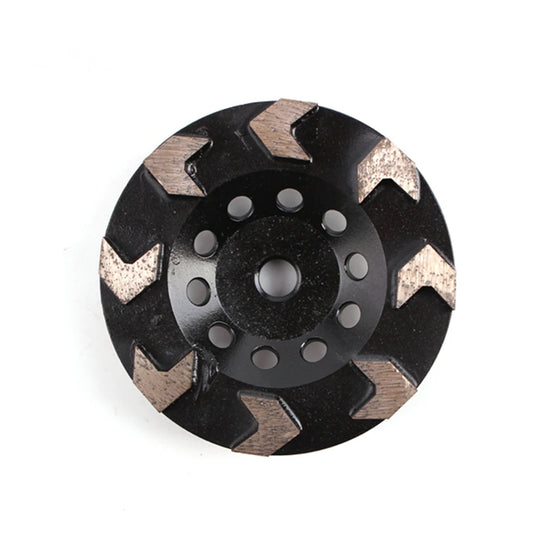 6 Inch Diamond Stone Grinding Pad for Concrete Floors with Eight Arrow Segments and M14 Screw Hole for Angle Grinder Set of 9PCS