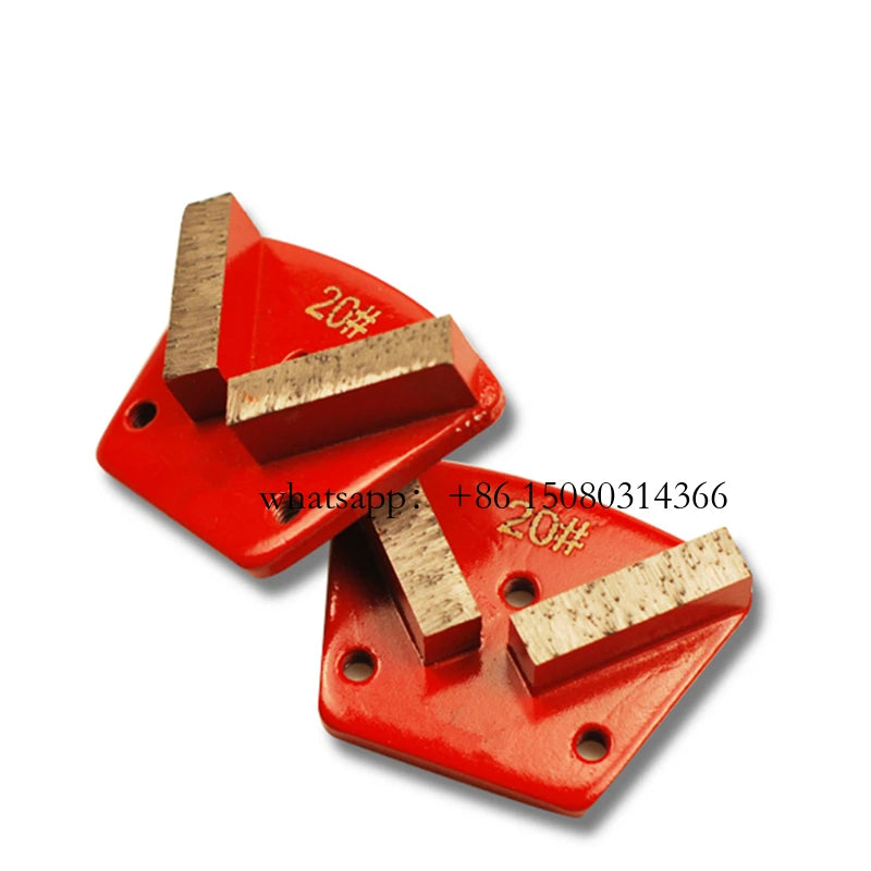Blastrac Style Diamond Grinding Shoes for Concrete Terrazzo Floor with Thread and Bare Holes - Set of 12 Pieces