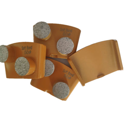 Yellow Soft Metal Bond Concrete Abrasive Disc with Double Round Grinding Bars for HTC EZ Grinder - 9PCS