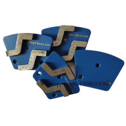 Extreme Hard Bond ASL Trapezoid Grinding Pads Three M6 Screw Holes Grit 30 Metal Segments In Blue 9PCS