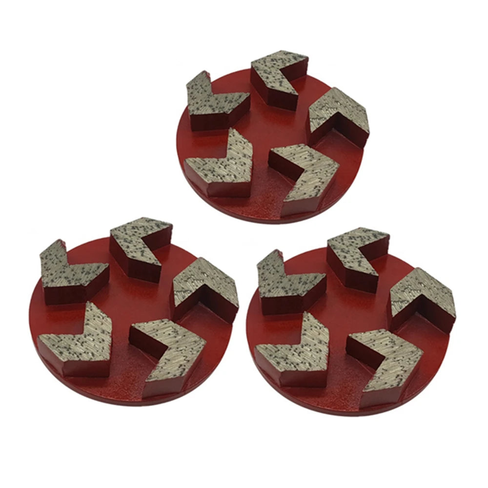 Diamond Grinding Disc with Five Sharp Arrow Segments, Soft Medium Hard Bond 4 Inch Two Pins Redi Lock  Concrete Plates 9PCS