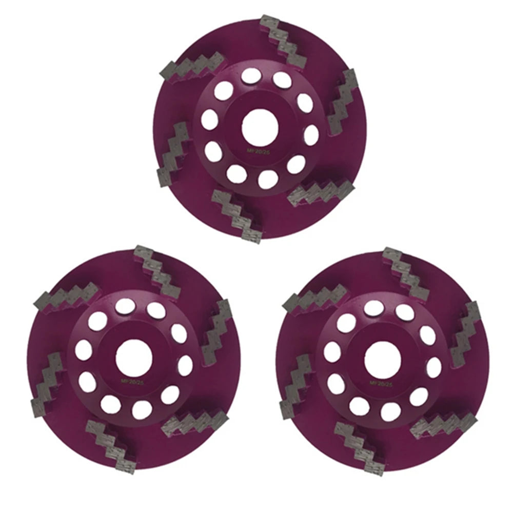Aggressive Diamond Grinding Wheel Cup 5 Inch D125mm with Six Zigzag Segments for Concrete Sanding, M14 Thread Holes, 9PCS