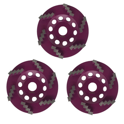 Aggressive Diamond Grinding Wheel Cup 5 Inch D125mm with Six Zigzag Segments for Concrete Sanding, M14 Thread Holes, 9PCS