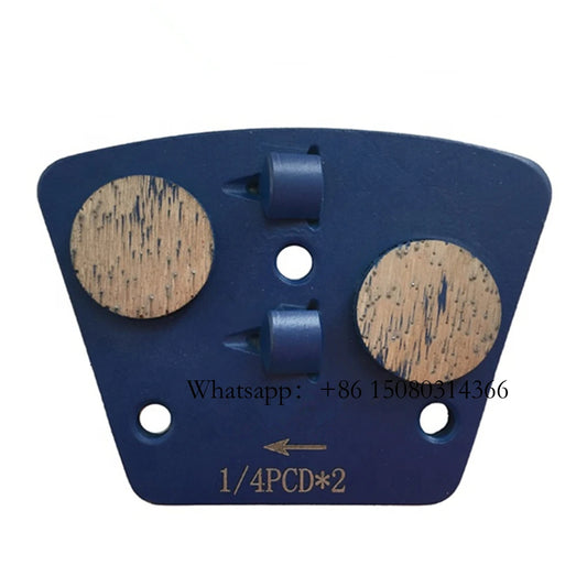 Blastrac Trapezoid PCD Grinding Shoes Double Quarter Diamond Pads With Two Round Segments Epoxy Removal 12PCS