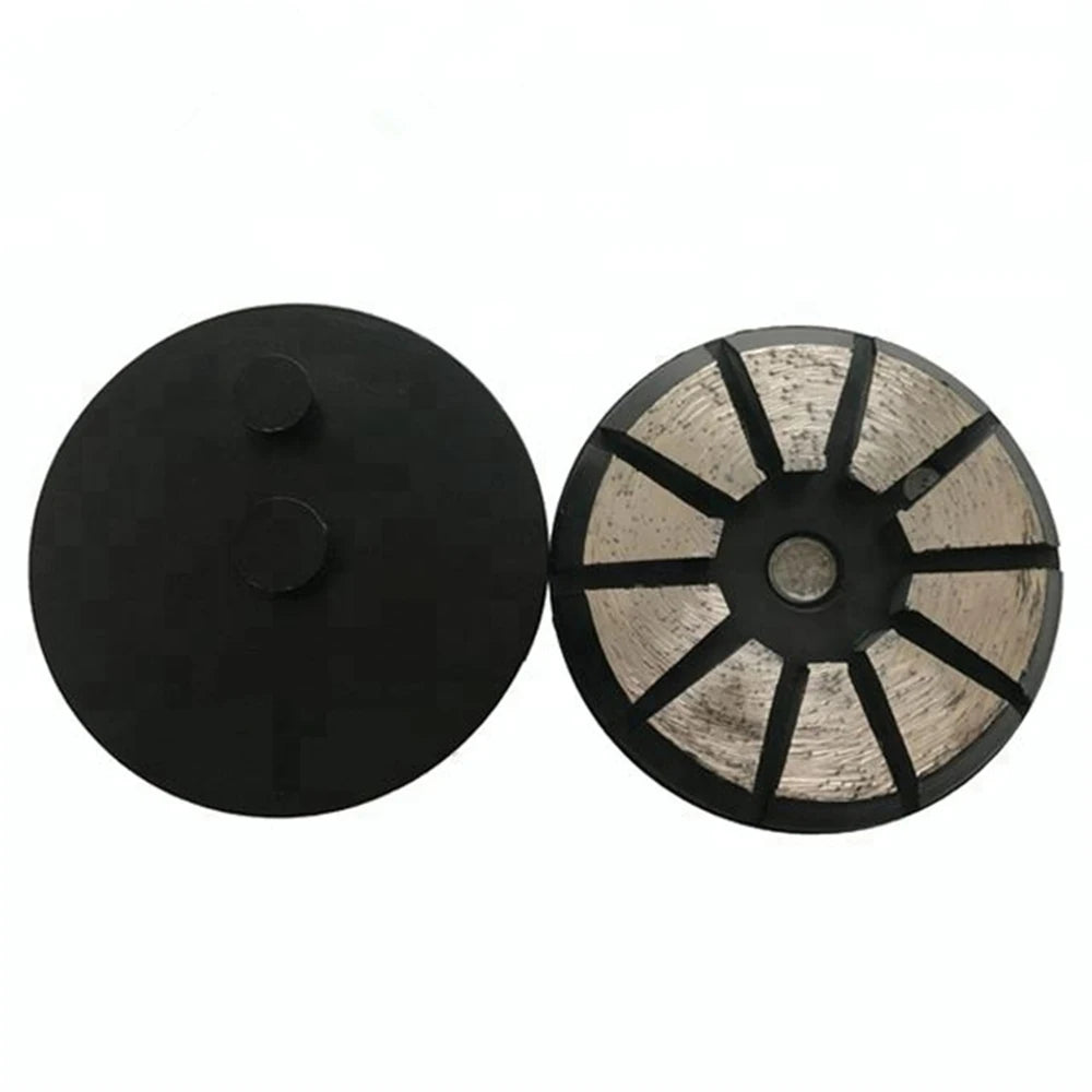 Two Pins Diamond Pads 3 Inch STI Metal Grinding Disc with Trapezoid Segments for Concrete Terrazzo Floor 9PCS