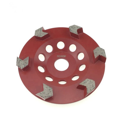 5 Inch Diamond Grinding Cup Wheel with M14 Thread and 22.23mm Bore for Concrete Floor - 9PCS, Featuring Six Arrow Segments