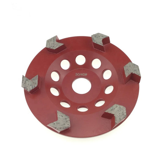 5 Inch Diamond Grinding Cup Wheel with M14 Thread and 22.23mm Bore for Concrete Floor - 9PCS, Featuring Six Arrow Segments