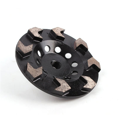 6 Inch Diamond Stone Grinding Pad for Concrete Floors with Eight Arrow Segments and M14 Screw Hole for Angle Grinder Set of 9PCS