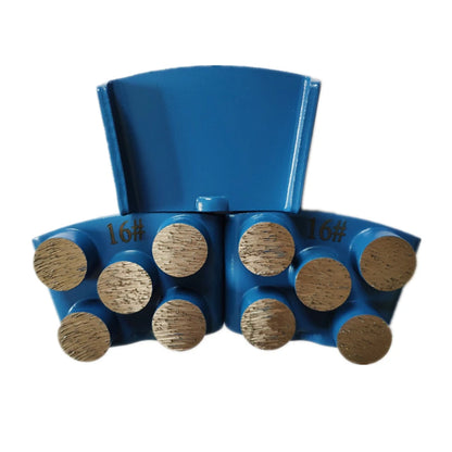 HTC EZ Change Diamond Grinding Shoes  Diamond Metal Polishing Pads with 5 Round Segments for Concrete Floor Grinders - Grit 16 Grind Wheel Scraper 9PCS