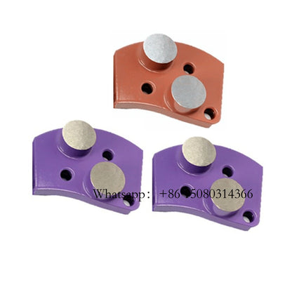 Unique Blastrac Blank Diamond Grinding Shoes Two Round Segments Concrete Pads With Three M6 Thread Holes 12PCS